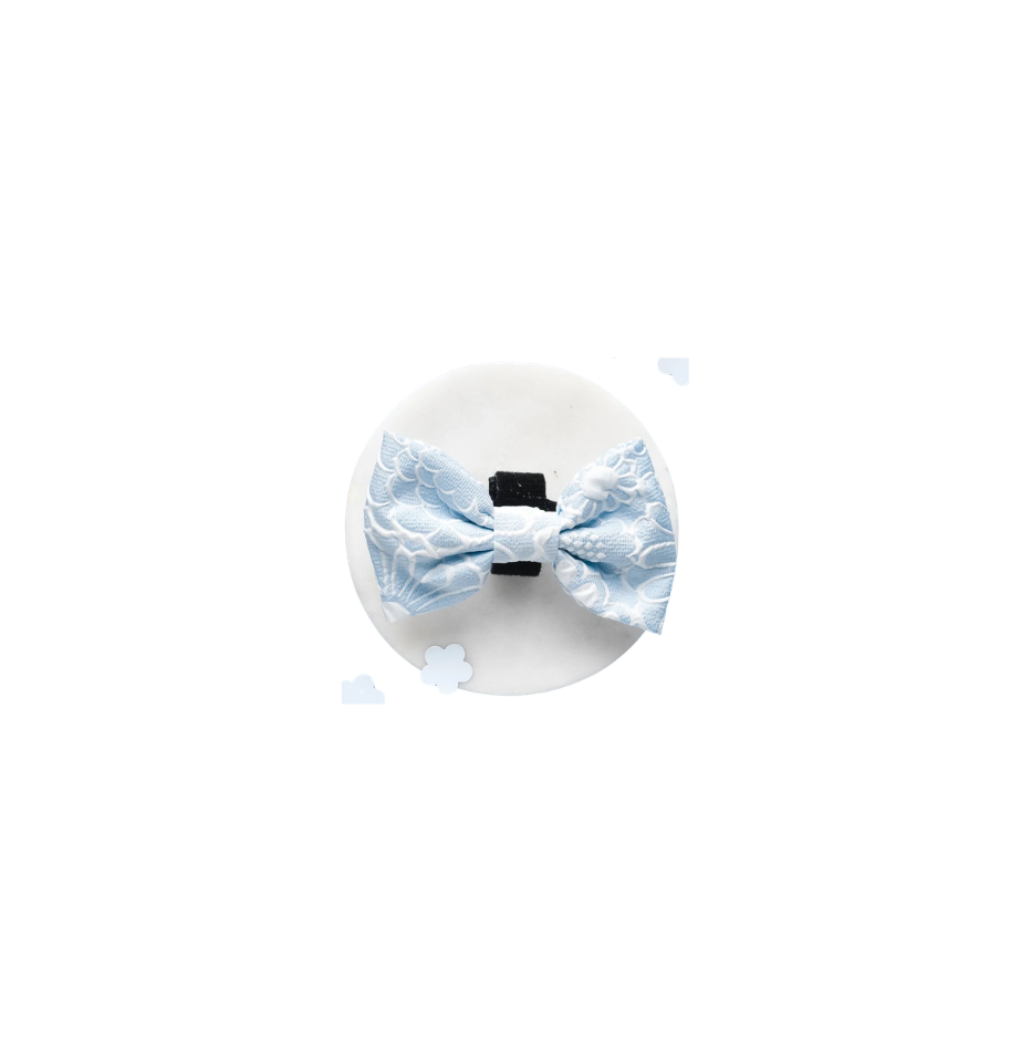 Cocopup London Baby Blue Flower LUXE Bow Tie on a white background