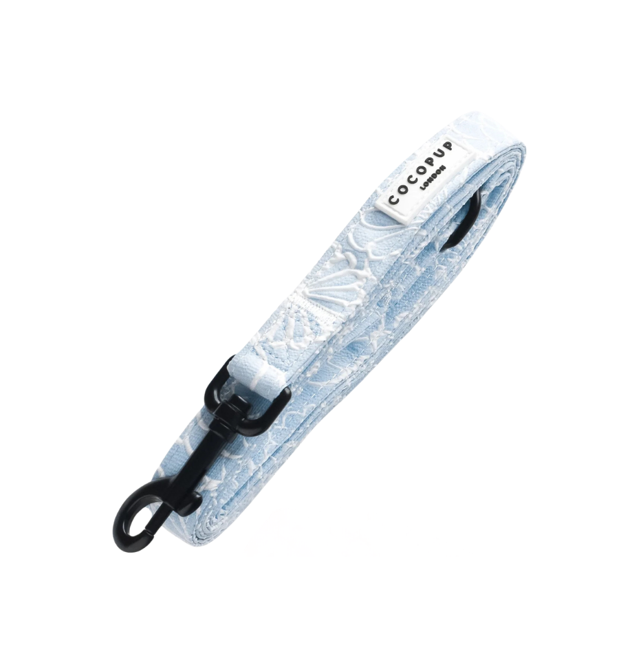 Cocopup London Baby Blue Flower LUXE Dog Lead on a white background