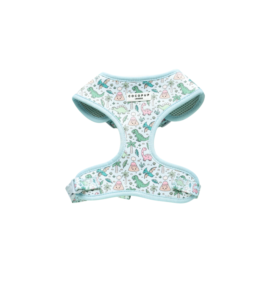 Cocopup London DinoPaws dog harness with playful dinosaur print