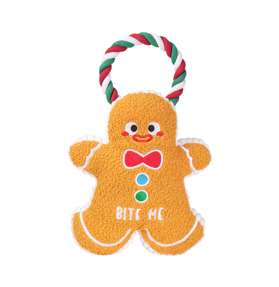 Hugsmart Gingerbread Man Dog Toy on a white background