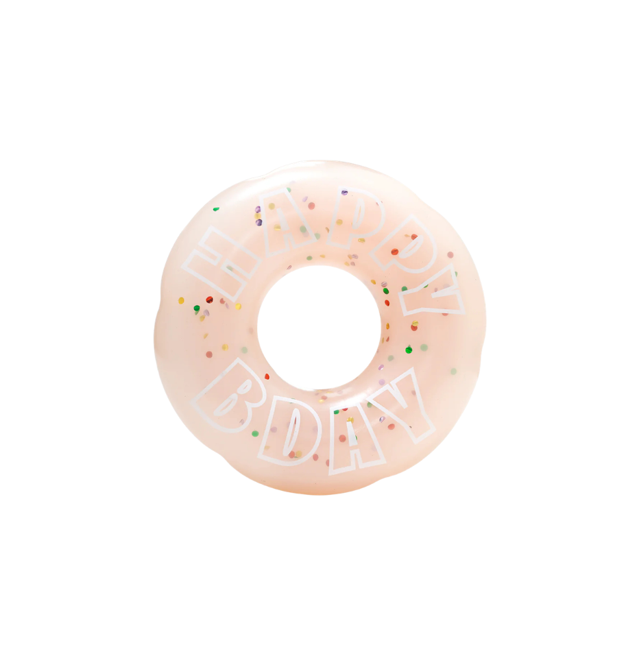 Hugsmart Yappy Birthday TPR Donut Dog Toy on a white background