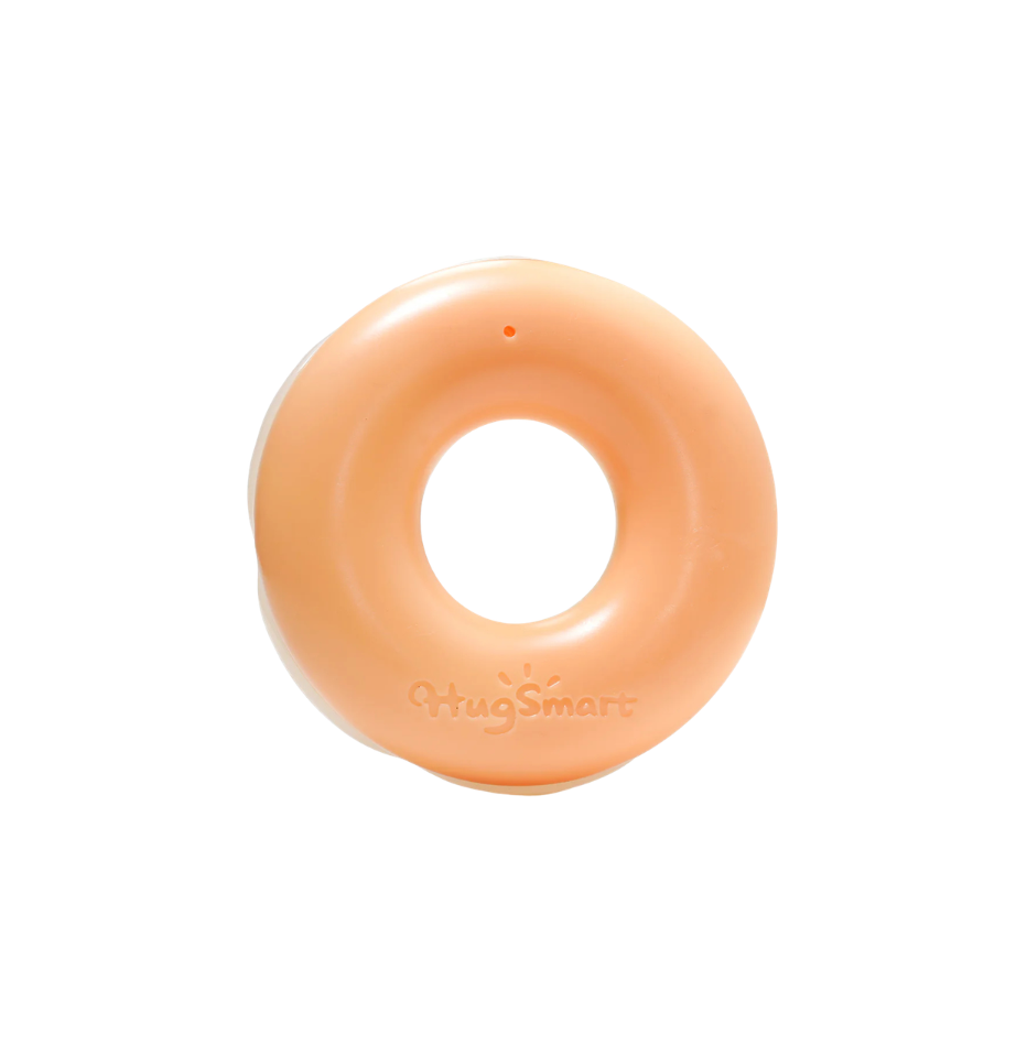 The back of a Hugsmart Yappy Birthday TPR Donut Dog Toy