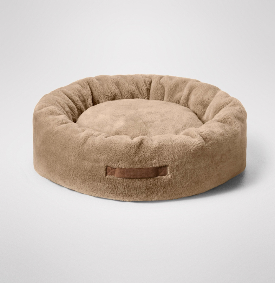 MiniJumbuk Sleep Calm Oasis Wool Dog Bed in storm grey on a white background