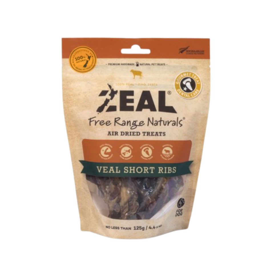 Zeal Free Range Naturals Veal Short Ribs package on a white background