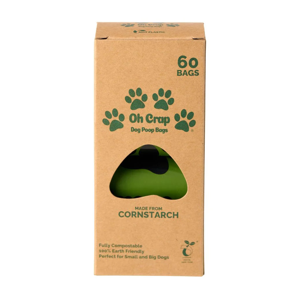 Oh Crap compostable dog poop bags, cornstarch rolls, 60 and 240 pack